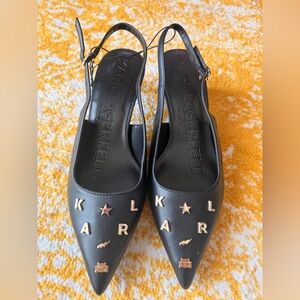 Karl Lagerfeld Black Embellished Slingback Heels